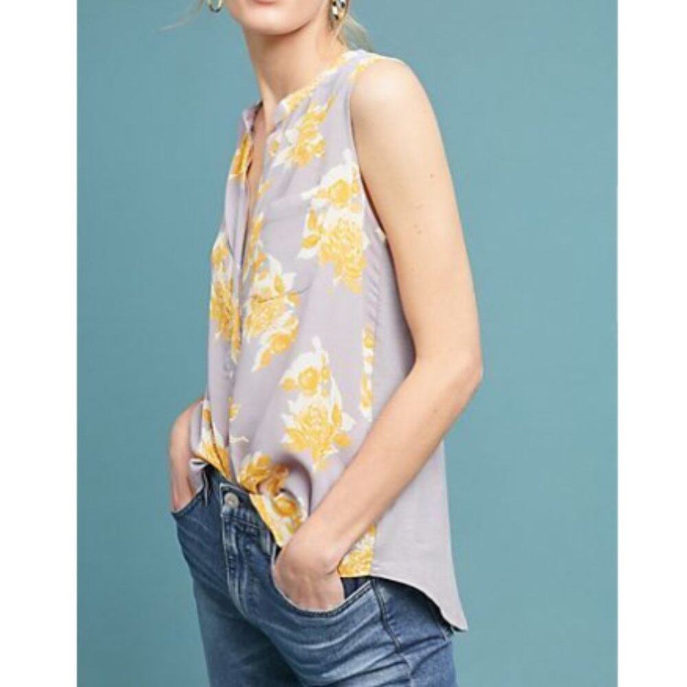 Anthropologie Porridge Silverton Lilac Floral Sleeveless Tank